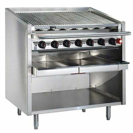 MAGIKITCHN FM-RMBCR-624-H 24in Liq Propane High Output Cast Iron Radiant Charbroiler w Open Base. 80000 BTU 554FM24CRHL